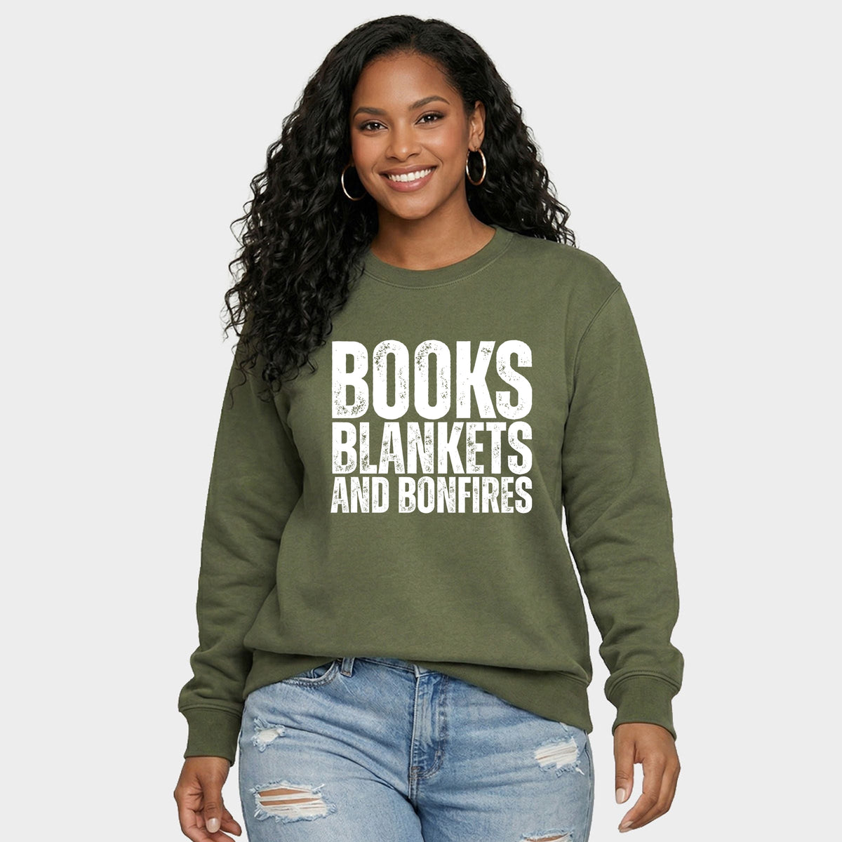 Books, Blankets, and Bonfires - Women's Graphic Sweatshirt