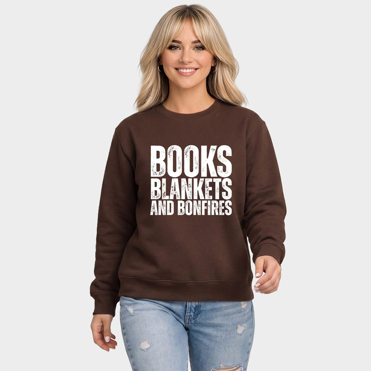 Books, Blankets, and Bonfires - Women's Graphic Sweatshirt