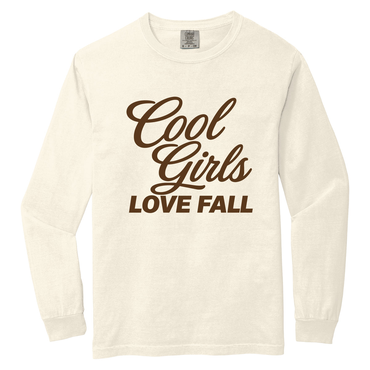 Cool Girls Love Fall Brown - Women's Garment Dyed Long Sleeve Graphic T-Shirt
