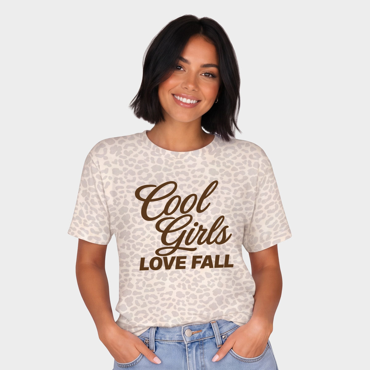 Cool Girls Love Fall Brown - Women's Leopard Print Tee