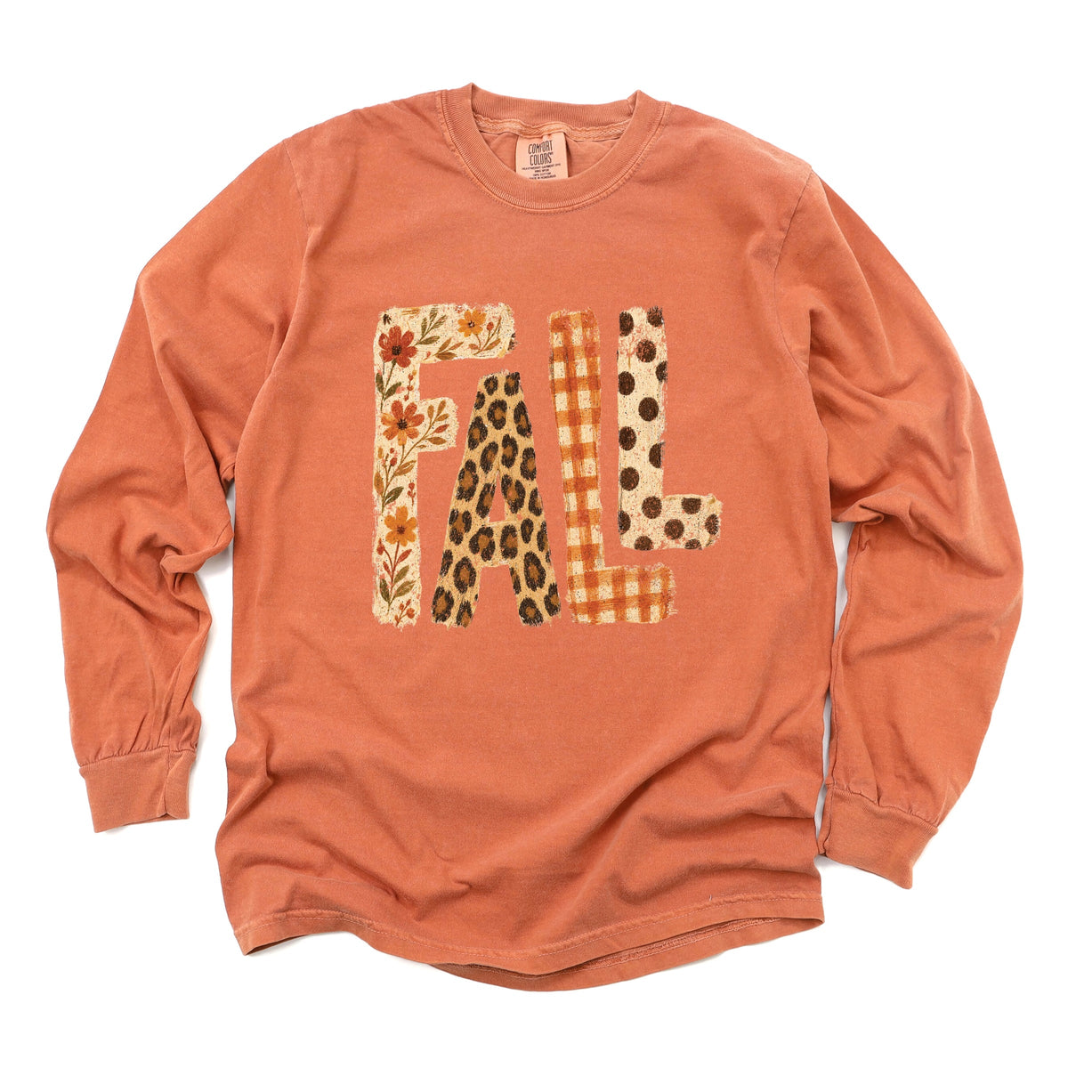Fall Bold Patterns - Women's Garment Dyed Long Sleeve Graphic T-Shirt