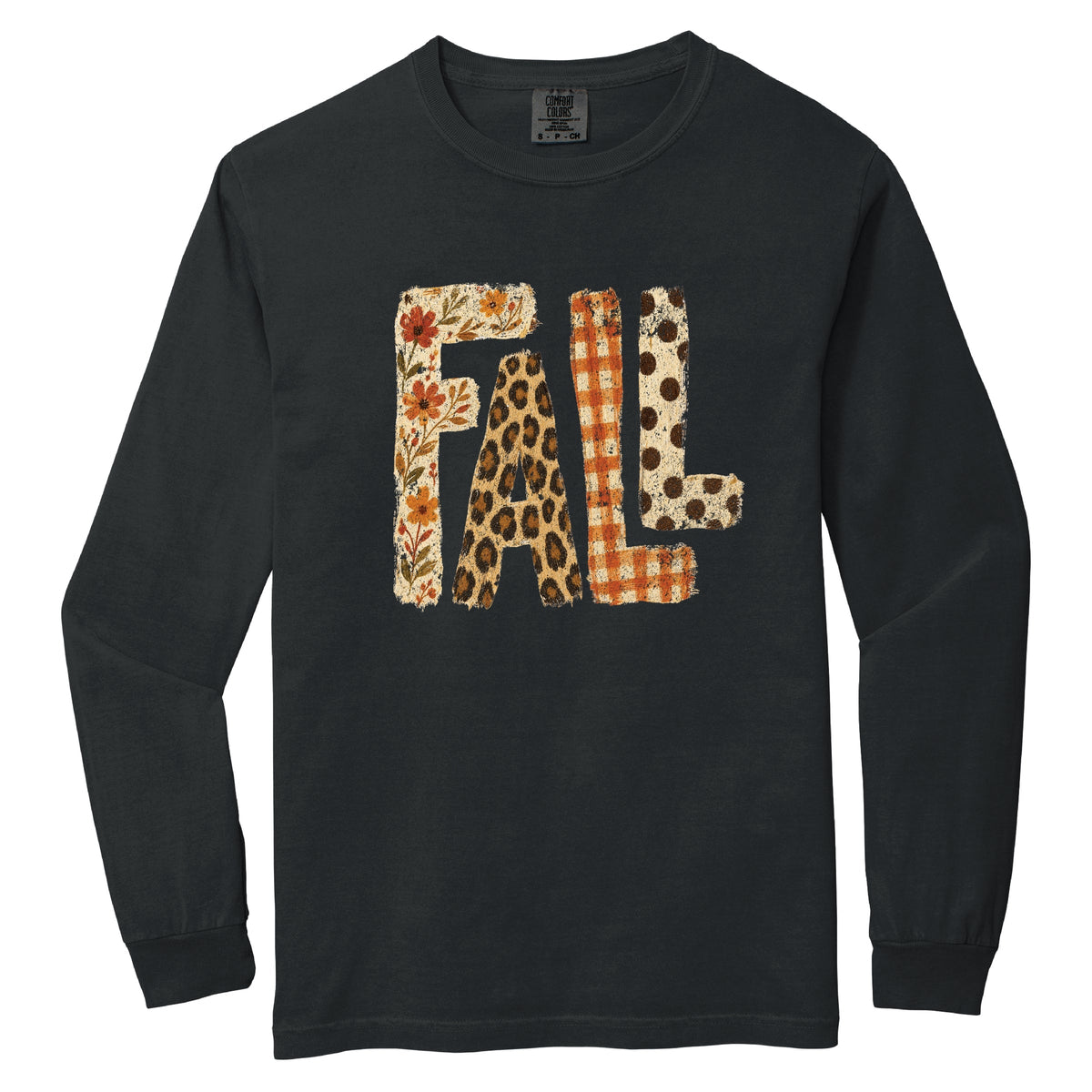 Fall Bold Patterns - Women's Garment Dyed Long Sleeve Graphic T-Shirt