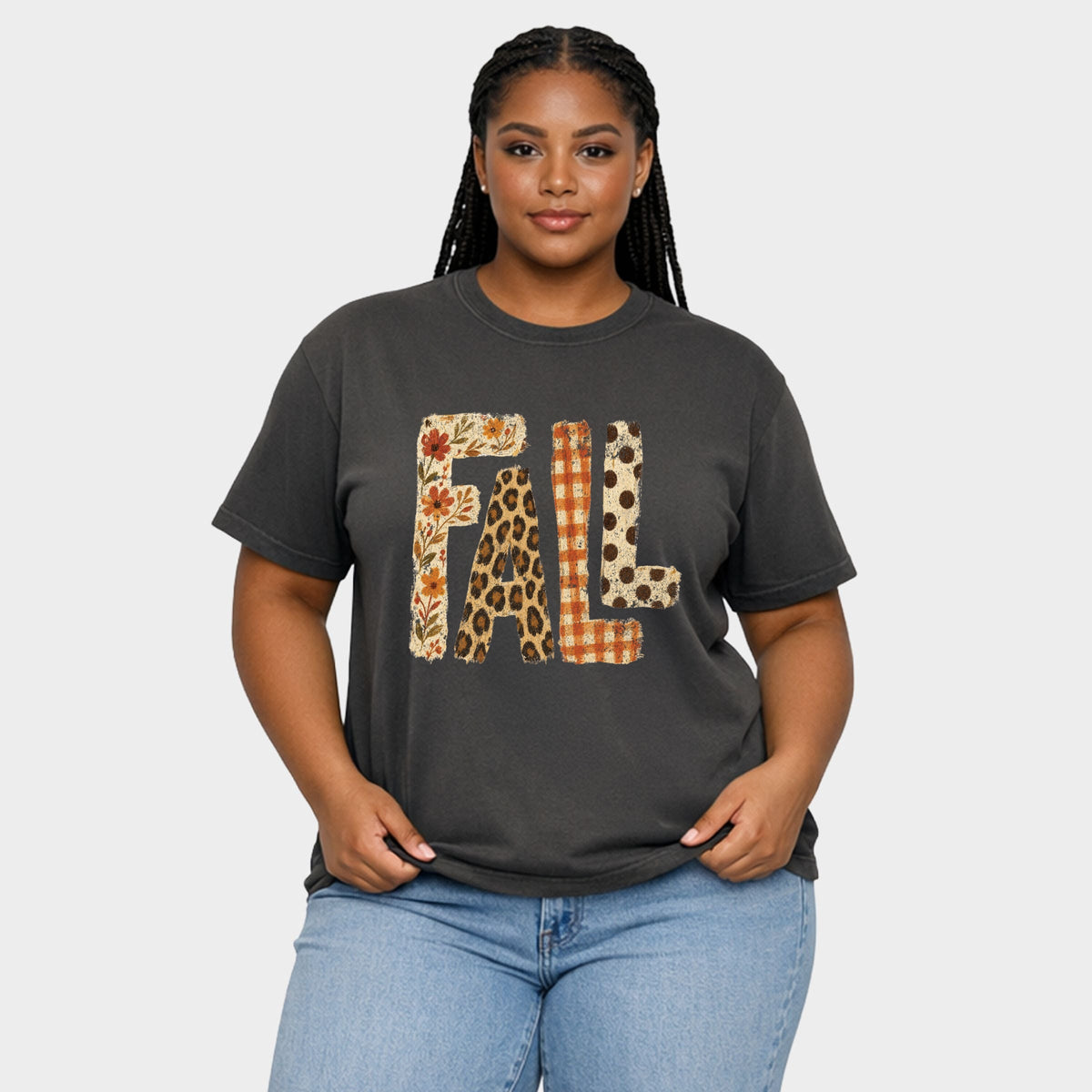 Fall Bold Patterns - Women's Plus Garment Dyed Tee