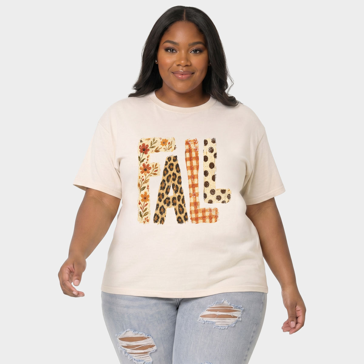 Fall Bold Patterns - Women's Plus Garment Dyed Tee