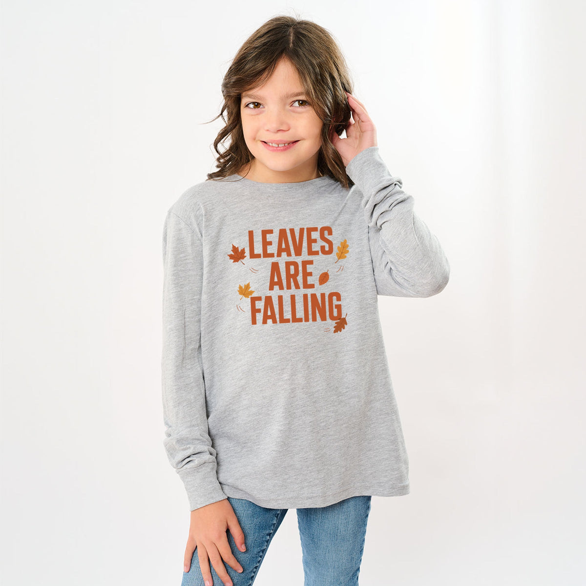 Leaves Are Falling Orange - Youth Long Sleeve Graphic T-Shirt