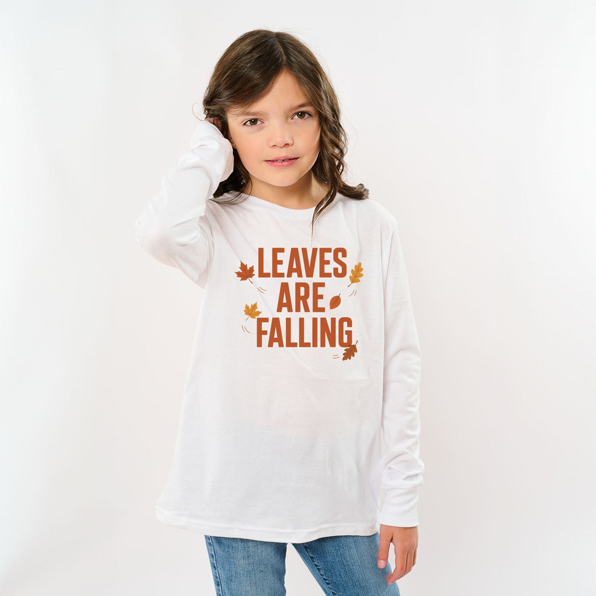 Leaves Are Falling Orange - Youth Long Sleeve Graphic T-Shirt