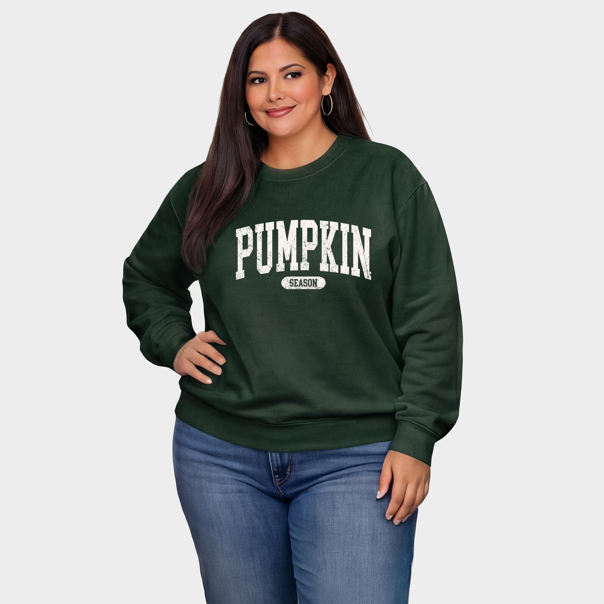 Pumpkin Season Varsity Cream - Women's Plus Sweatshirt
