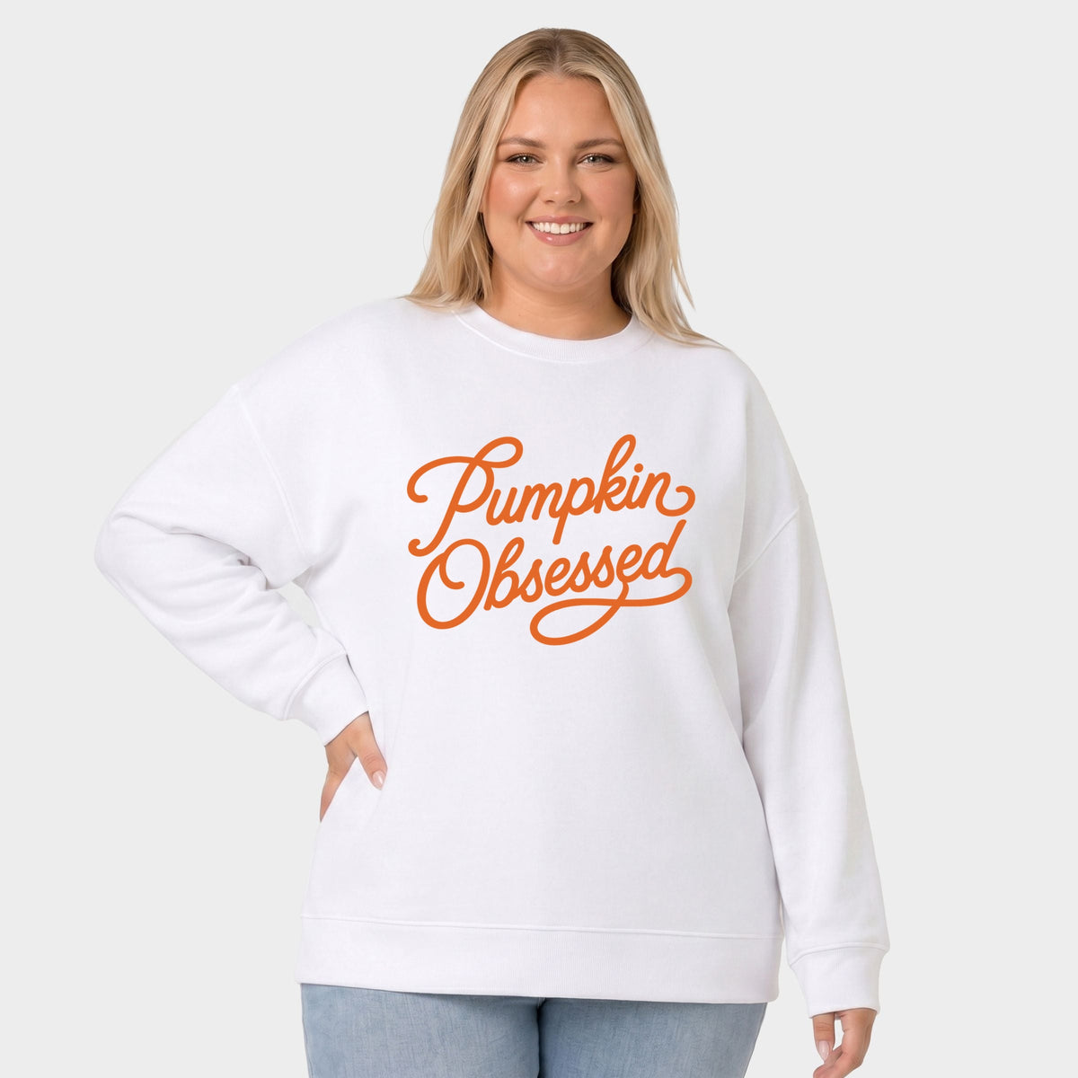 Pumpkin Obsessed Cursive - Women's Plus Sweatshirt