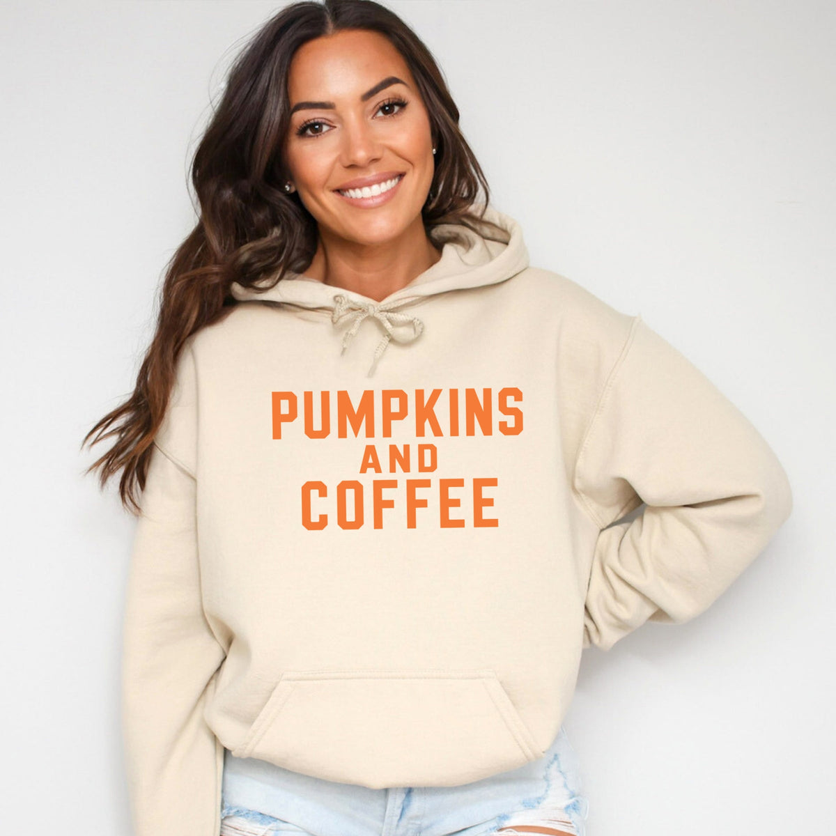 Pumpkins And Coffee Orange - Women's Graphic Hoodie