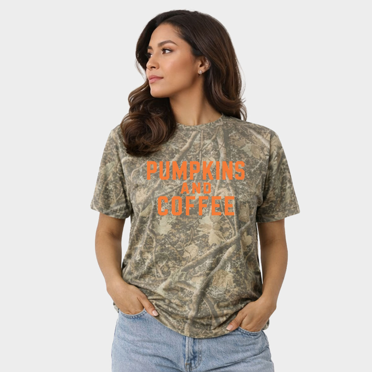 Pumpkins And Coffee Orange - Women's Heavyweight Camo Tee