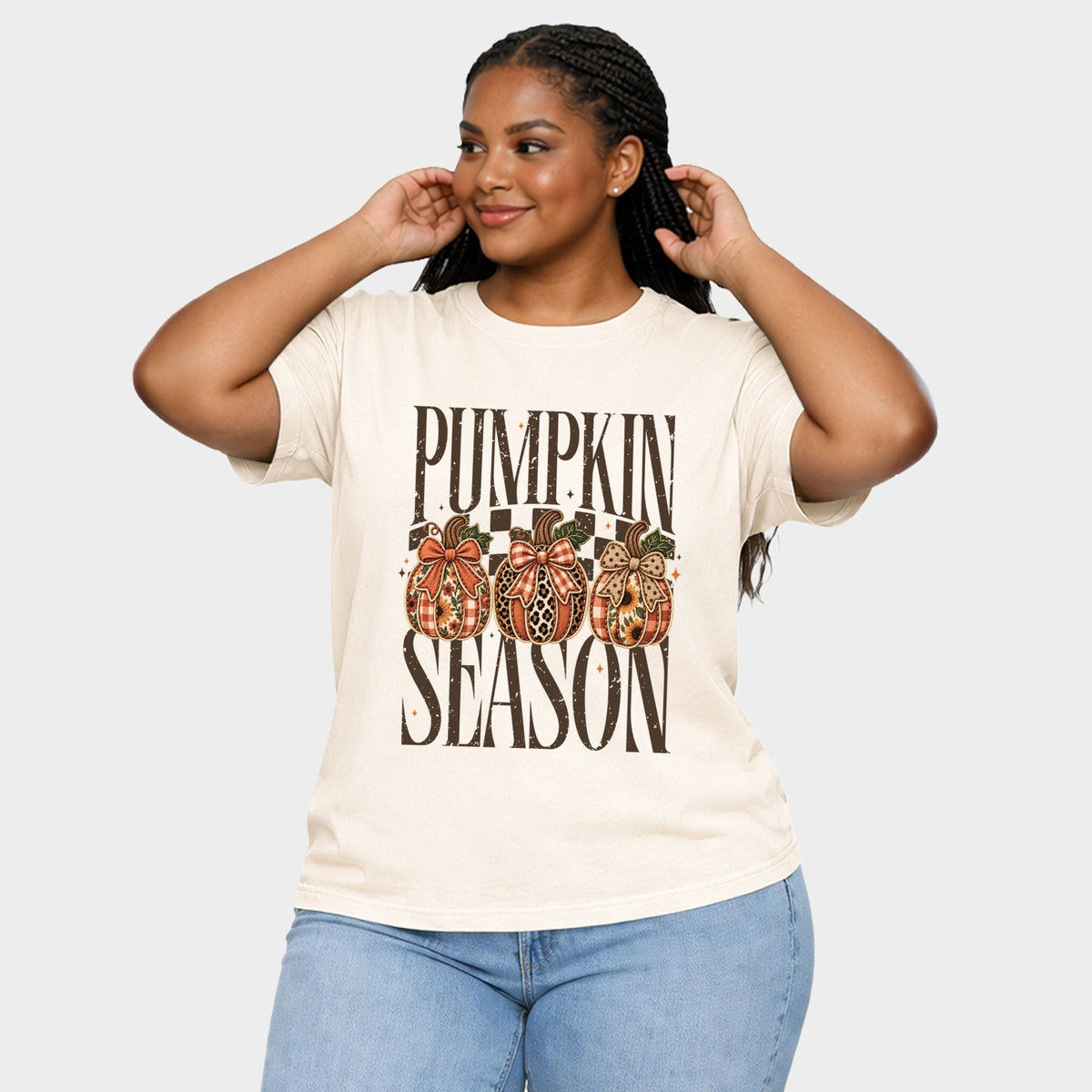 Pumpkin Season Pumpkins PRINT - Women's Plus Garment Dyed Tee