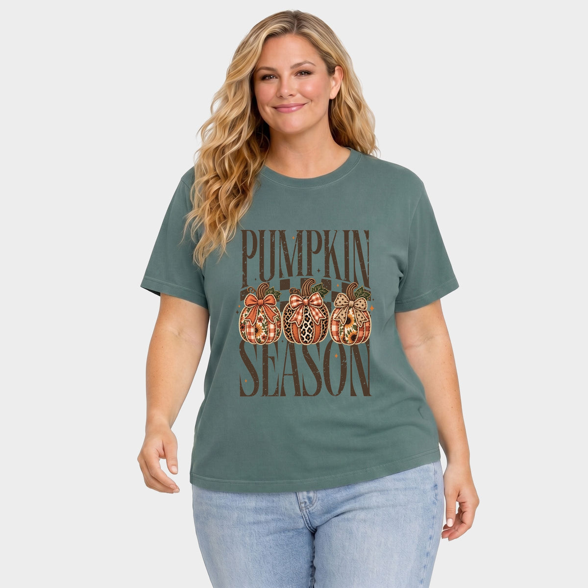 Pumpkin Season Pumpkins PRINT - Women's Plus Garment Dyed Tee
