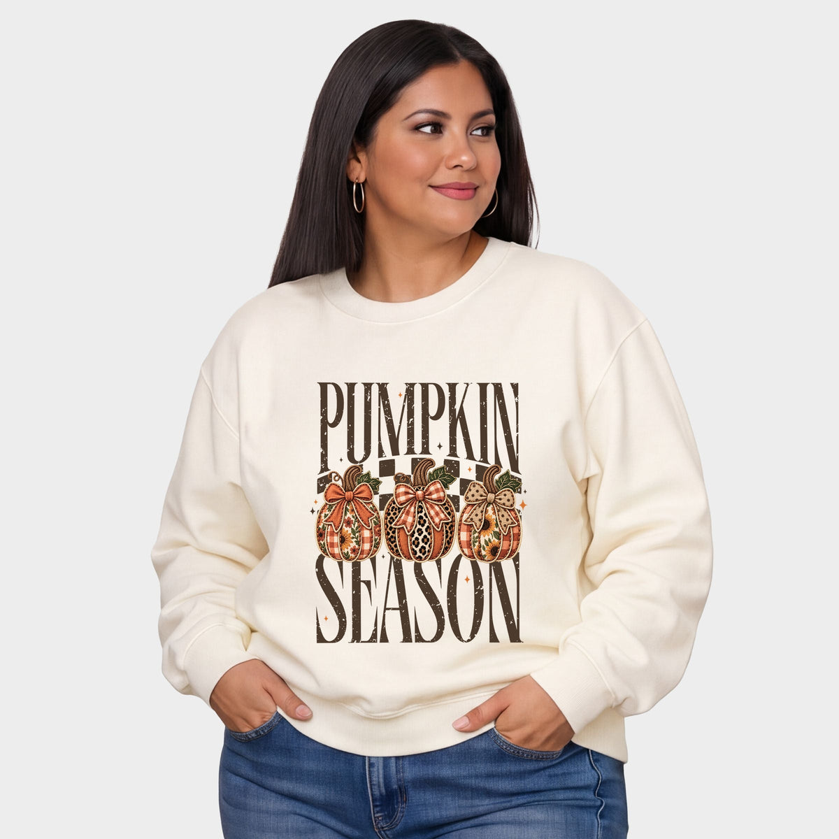 Pumpkin Season Pumpkins PRINT - Women's Plus Sweatshirt
