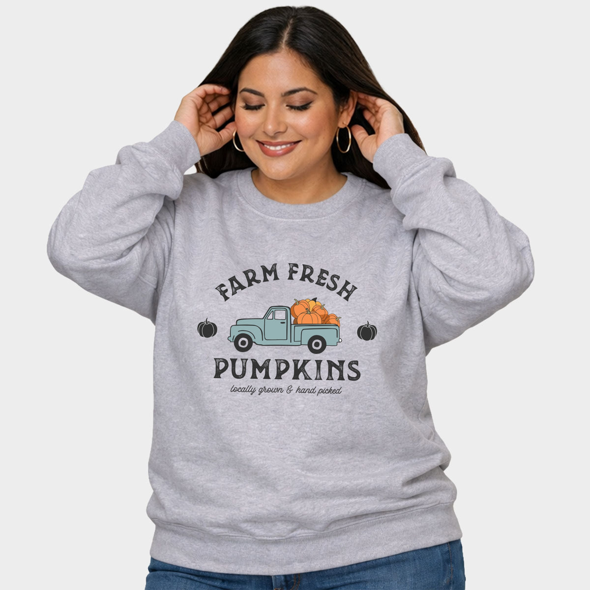 Farm Fresh Pumpkins Truck - Women's Plus Sized Graphic Sweatshirt