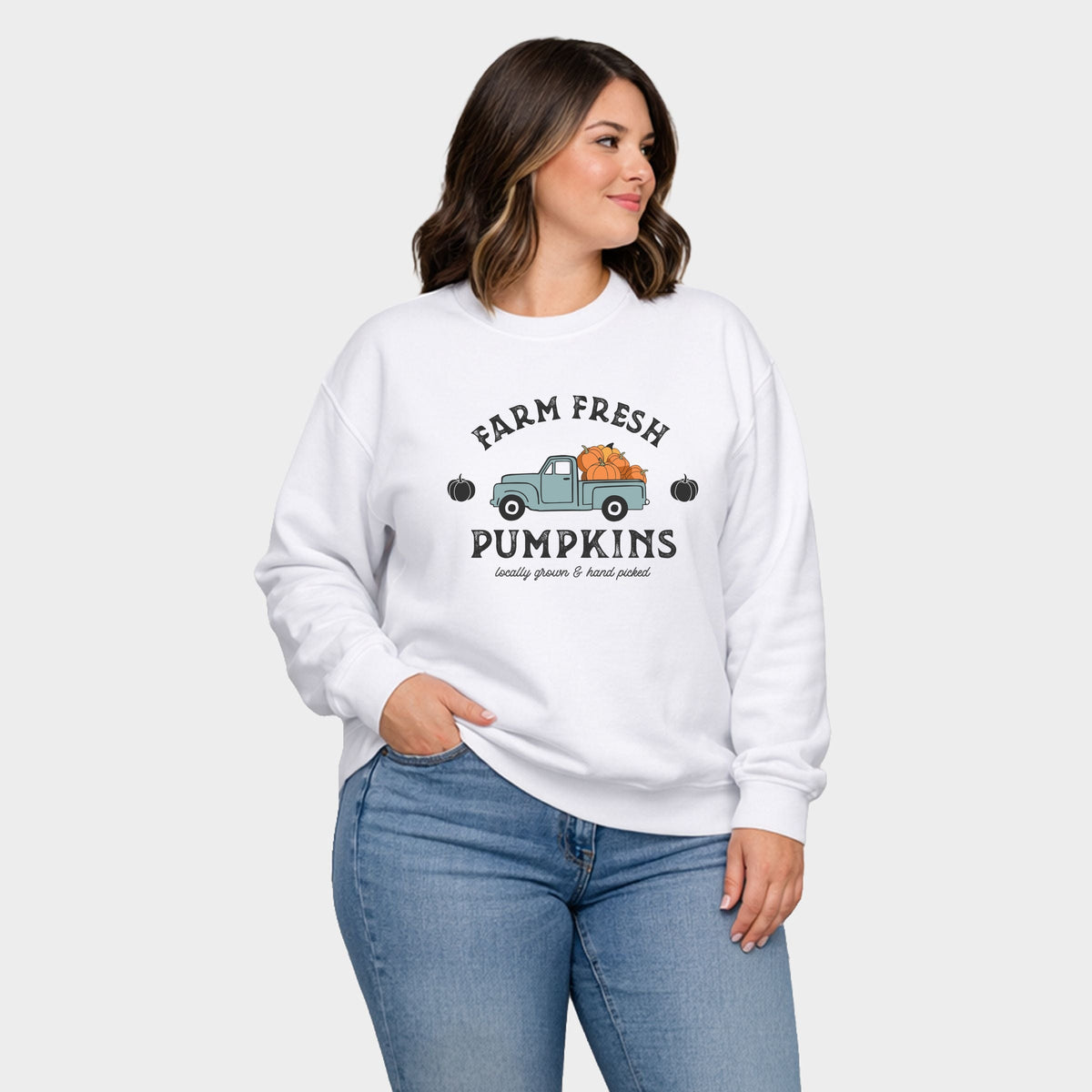 Farm Fresh Pumpkins Truck - Women's Plus Sized Graphic Sweatshirt