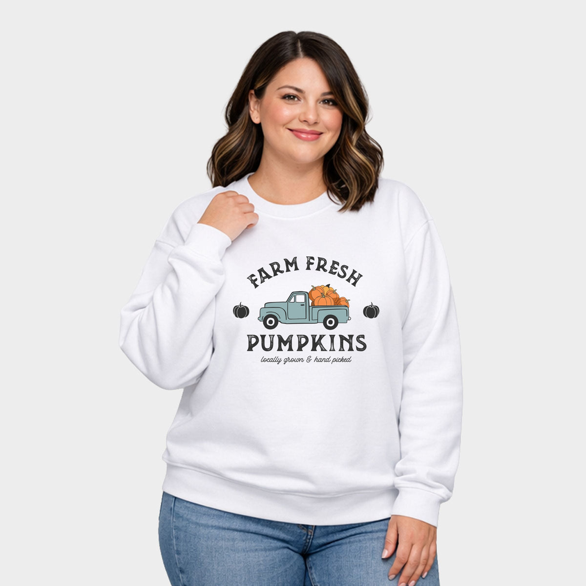 Farm Fresh Pumpkins Truck - Women's Plus Sized Graphic Sweatshirt