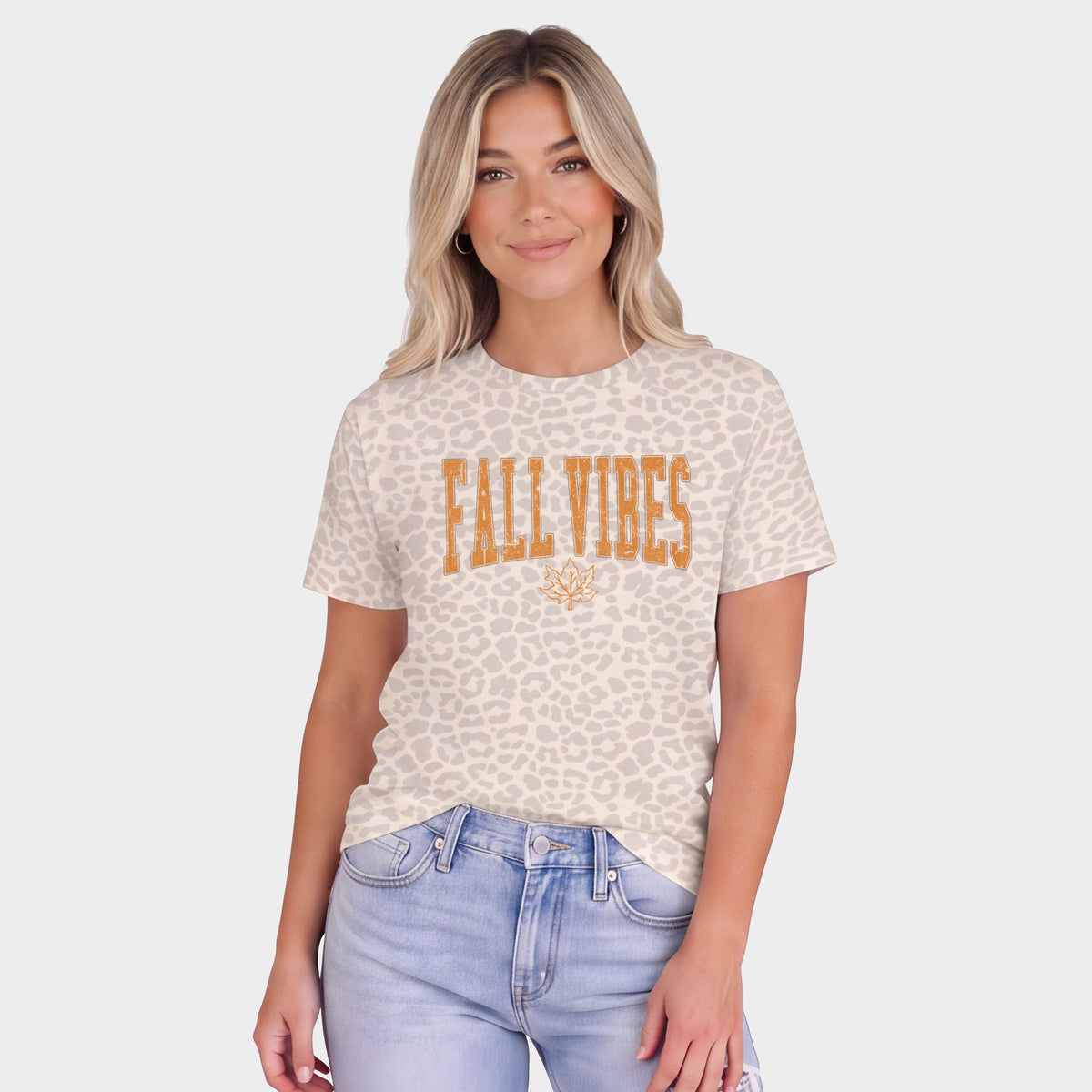 Fall Vibes Leaf - Women's Leopard Print Tee