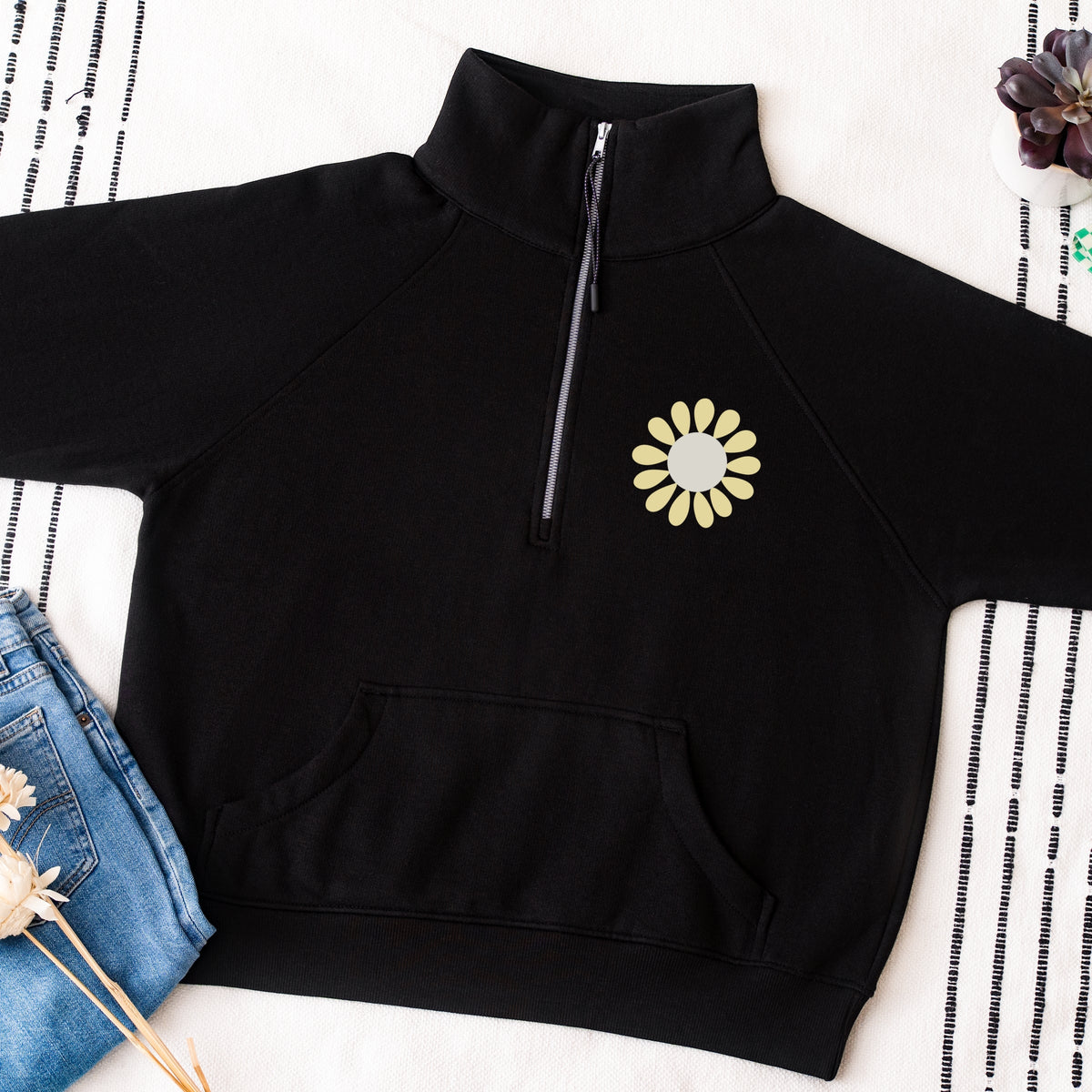Mama Flowers Colorful Front And Back - Women's Quarter Zip Fleece Graphic Sweatshirt