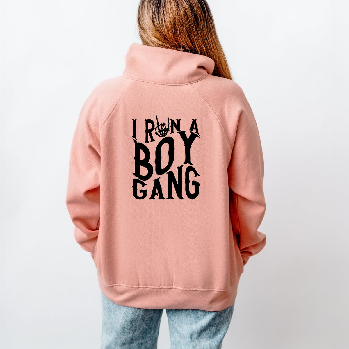 I Run A Boy Gang Front And Back - Women's Quarter Zip Fleece Graphic Sweatshirt