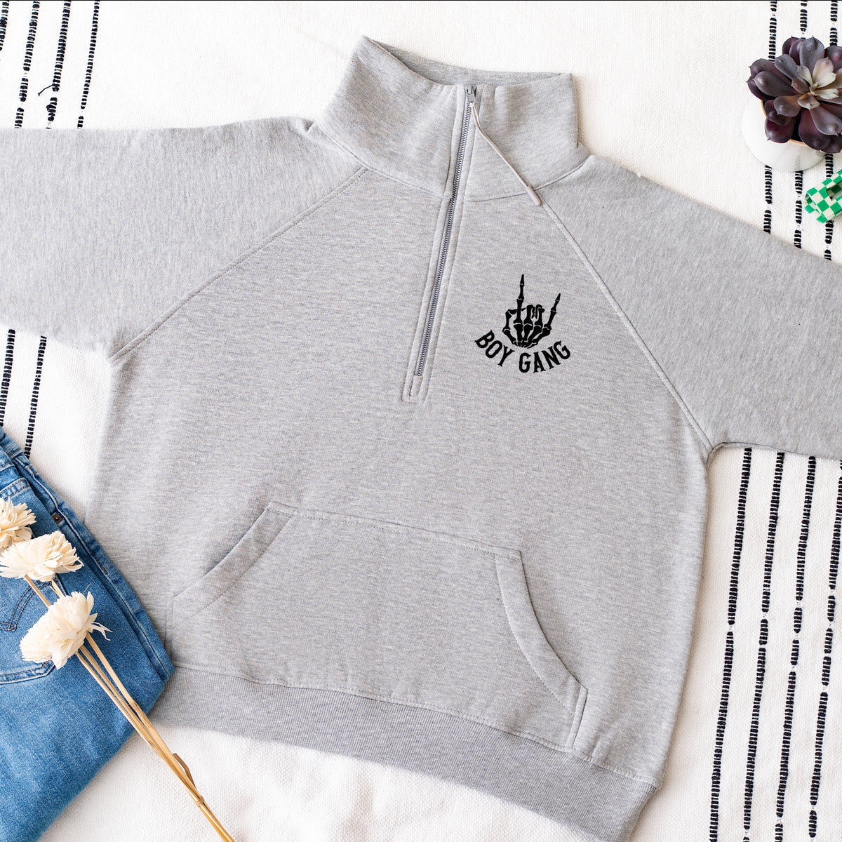 I Run A Boy Gang Front And Back - Women's Quarter Zip Fleece Graphic Sweatshirt