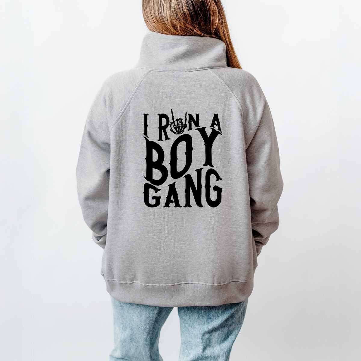 I Run A Boy Gang Front And Back - Women's Quarter Zip Fleece Graphic Sweatshirt