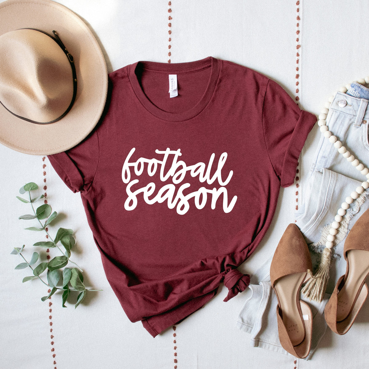 Football Season Cursive - Women's Short Sleeve Tee