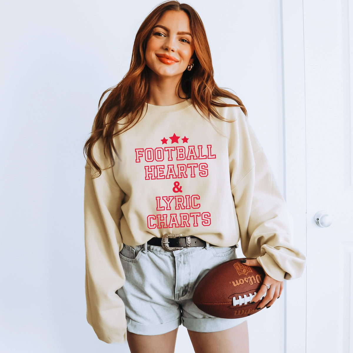 Football Hearts & Lyric Charts -  Womens Sweatshirt
