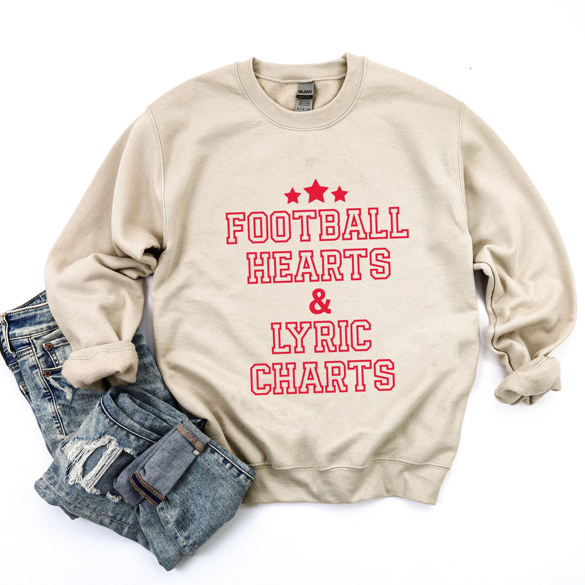 Football Hearts & Lyric Charts -  Womens Sweatshirt