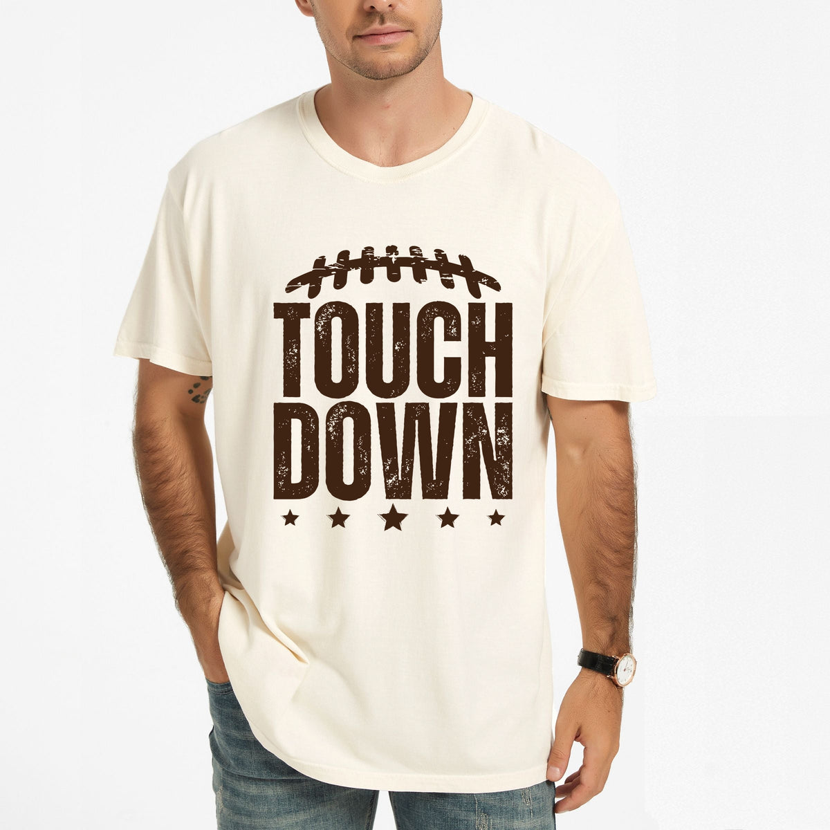 Touch Down Stars - Men's Garment Dyed Graphic T-Shirt