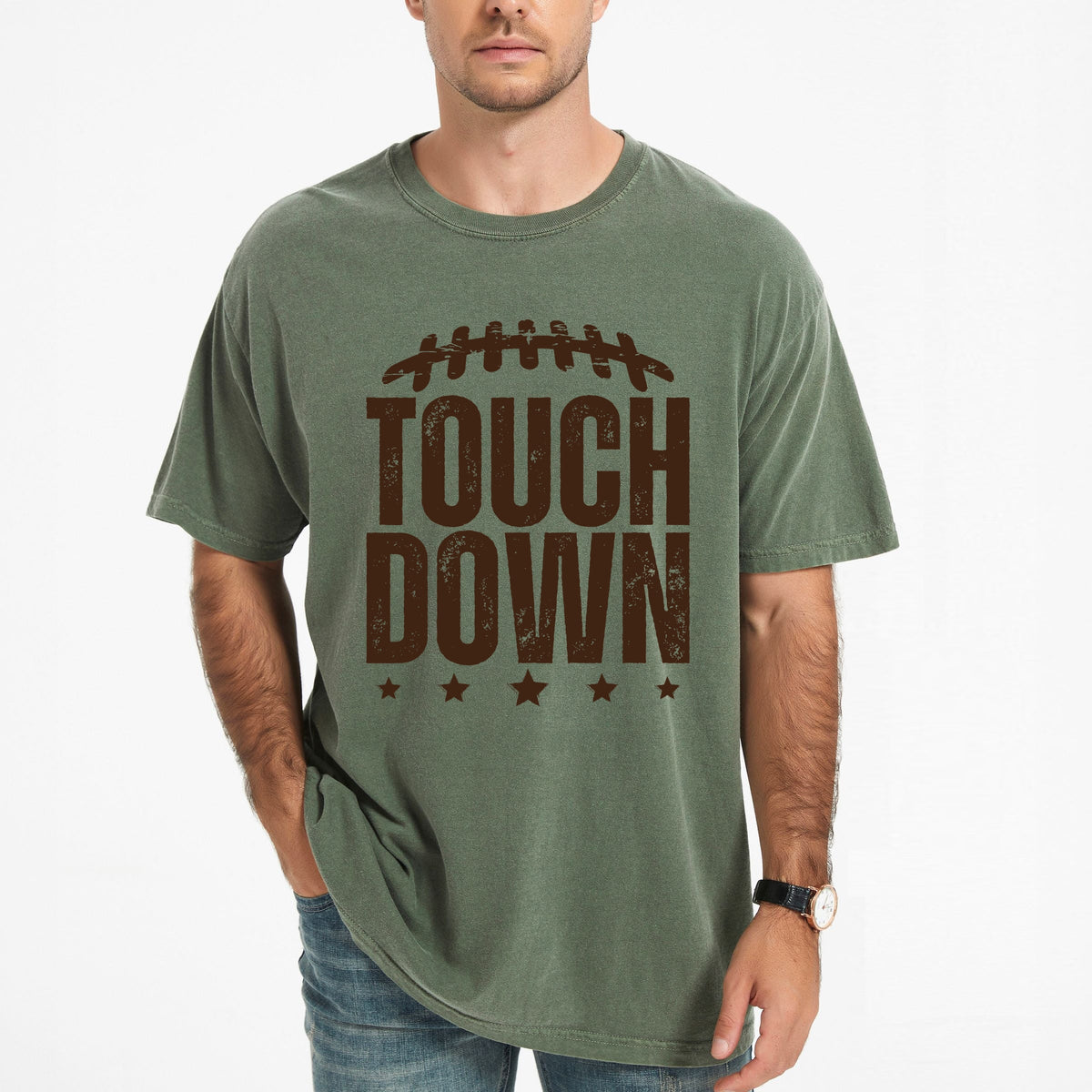 Touch Down Stars - Men's Garment Dyed Graphic T-Shirt