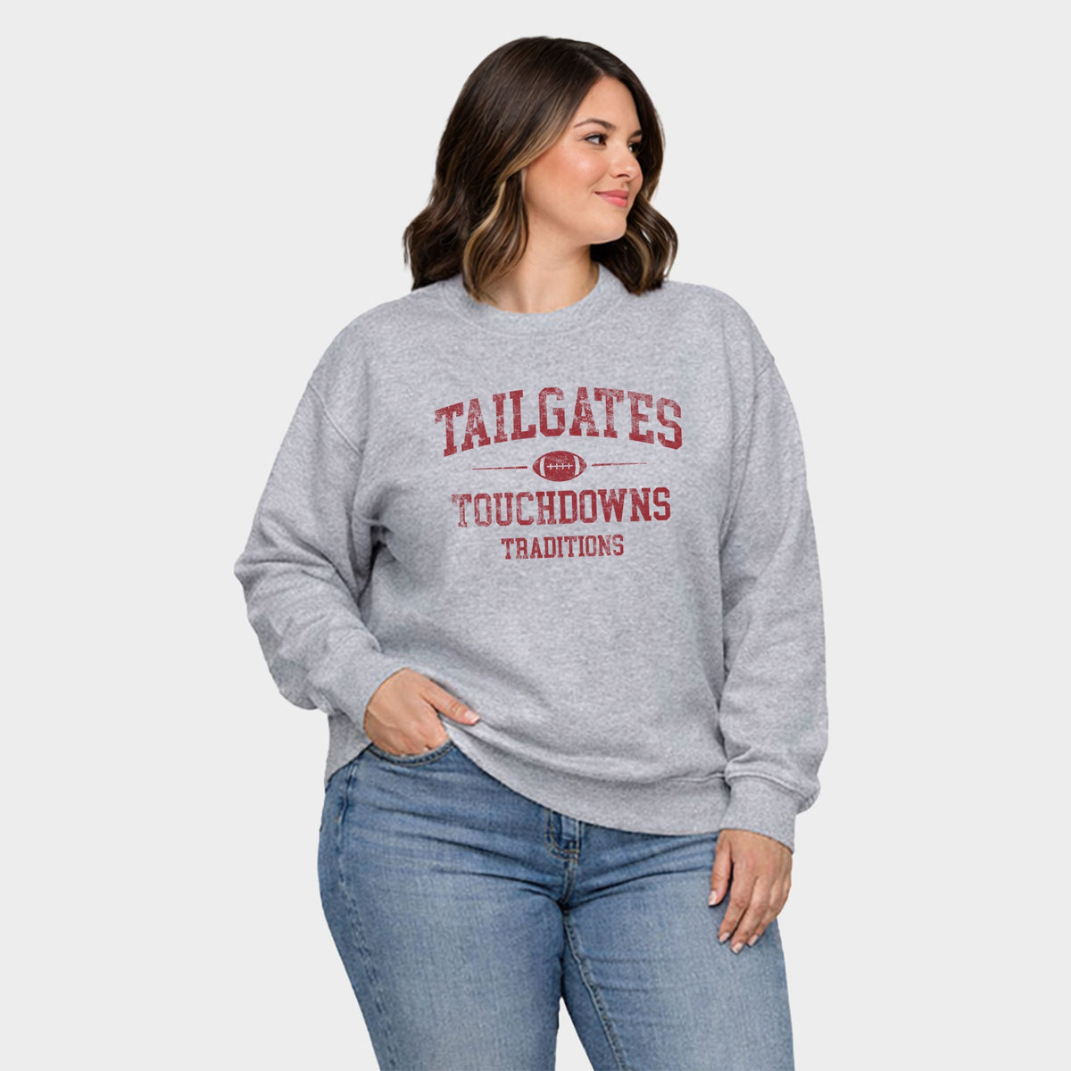 Tailgates Touchdowns Traditions - Women's Plus Sized Graphic Sweatshirt