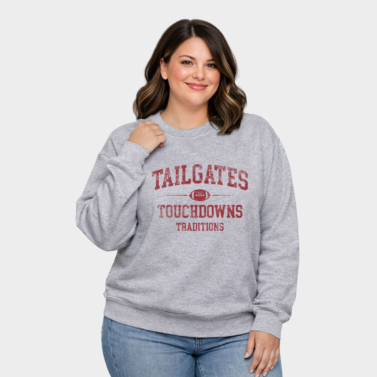 Tailgates Touchdowns Traditions - Women's Plus Sized Graphic Sweatshirt