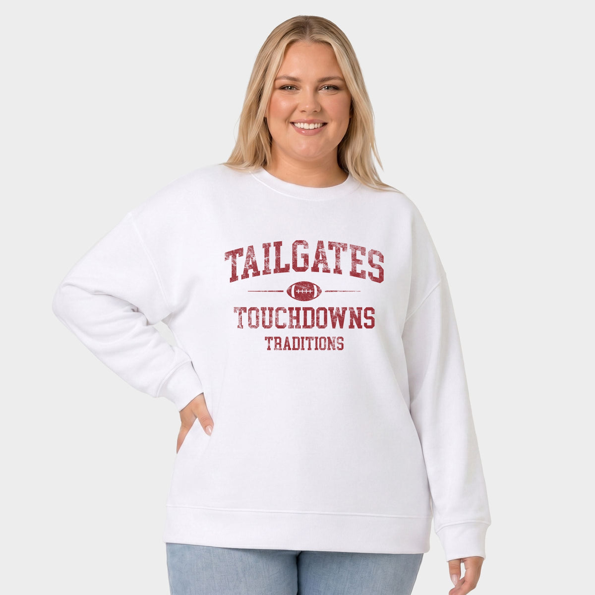 Tailgates Touchdowns Traditions - Women's Plus Sized Graphic Sweatshirt