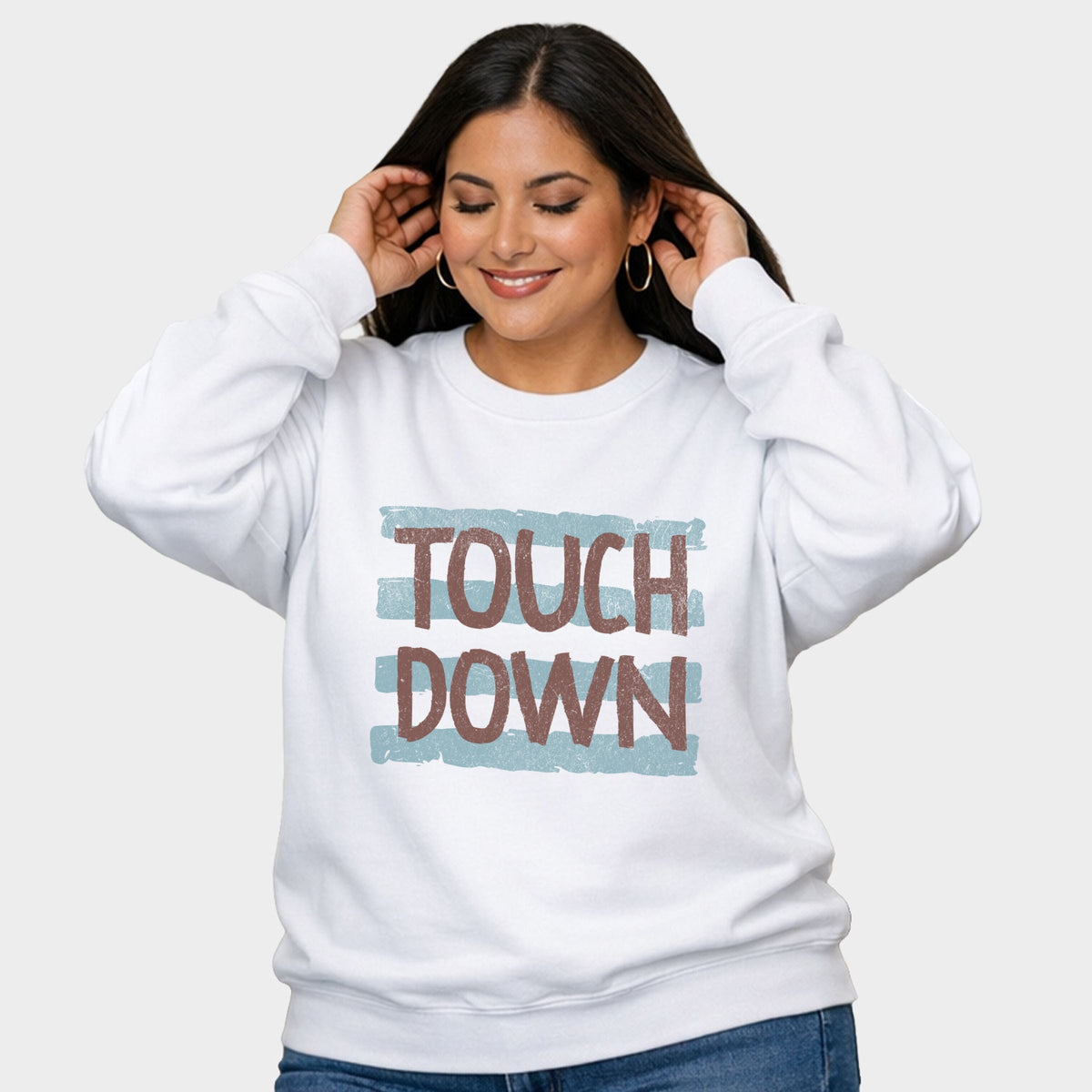Touch Down Horizontal Stripes - Women's Plus Sized Graphic Sweatshirt