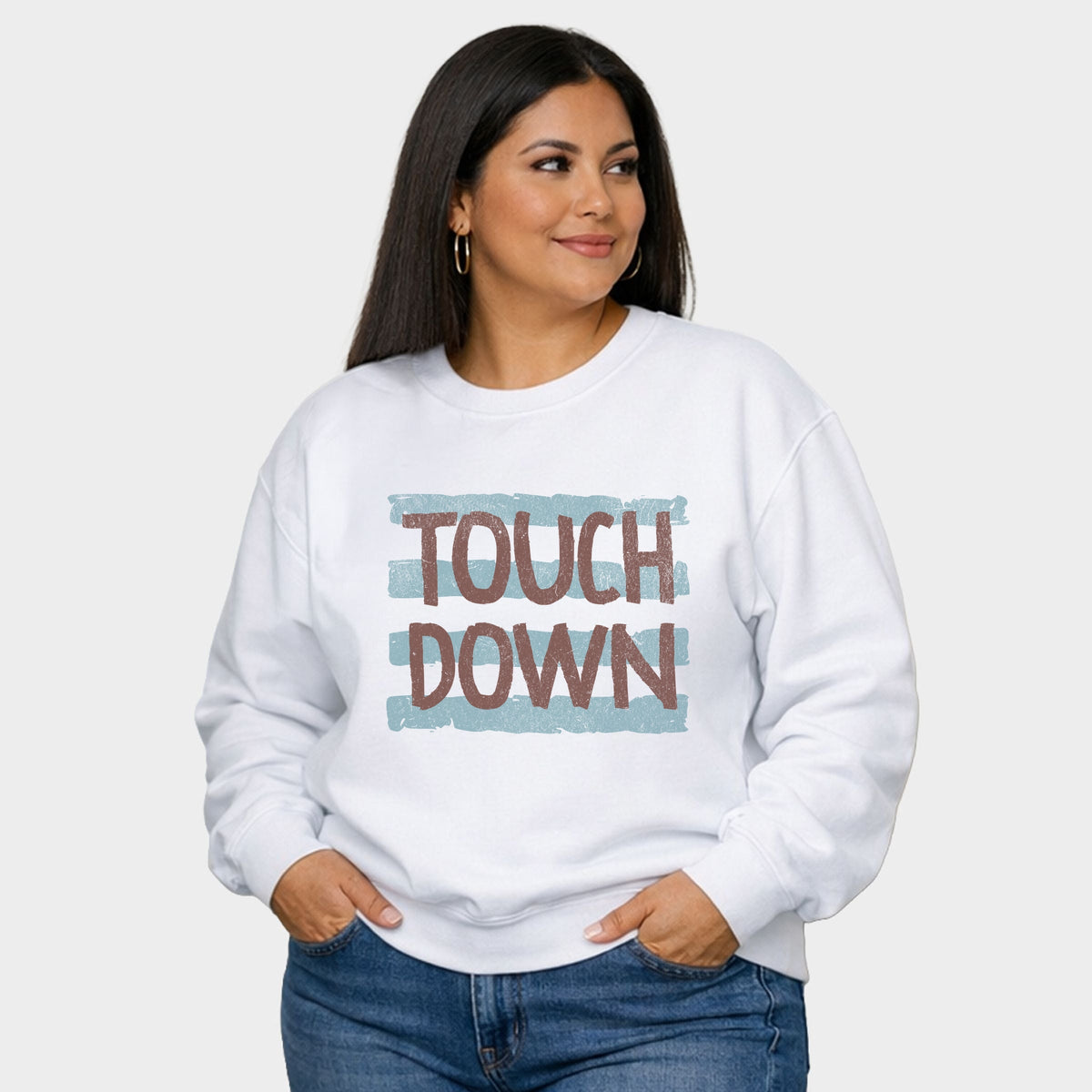 Touch Down Horizontal Stripes - Women's Plus Sized Graphic Sweatshirt