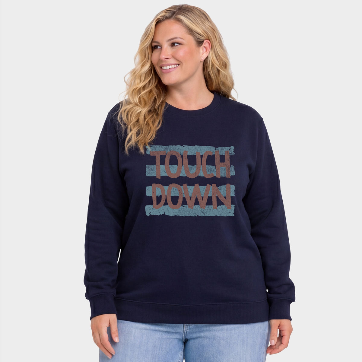 Touch Down Horizontal Stripes - Women's Plus Sized Graphic Sweatshirt
