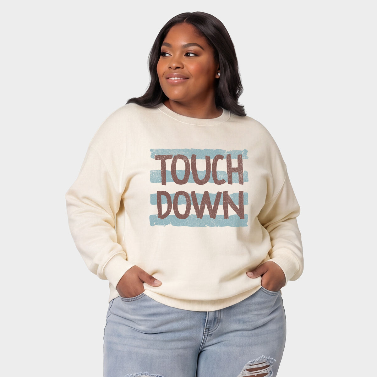 Touch Down Horizontal Stripes - Women's Plus Sized Graphic Sweatshirt