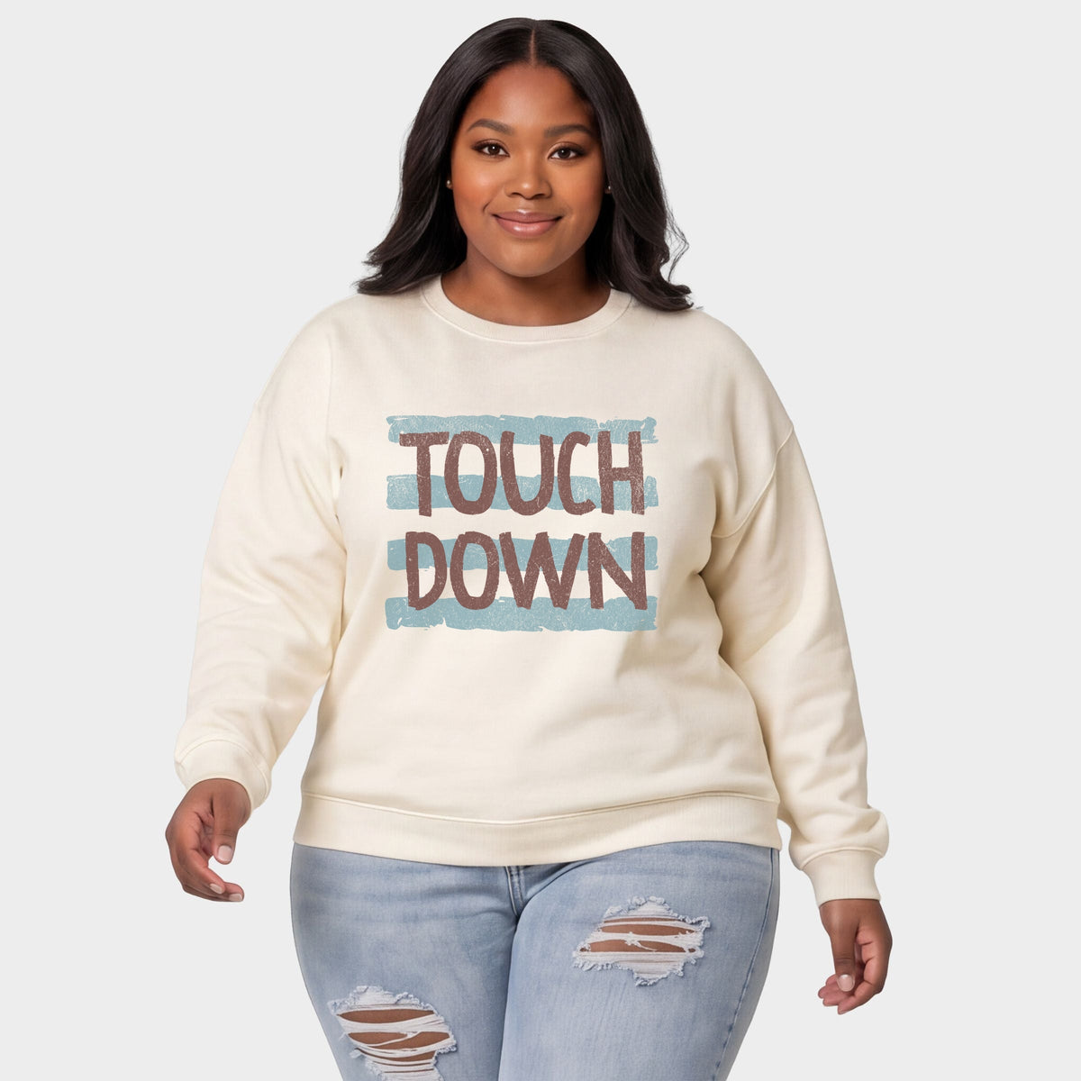 Touch Down Horizontal Stripes - Women's Plus Sized Graphic Sweatshirt