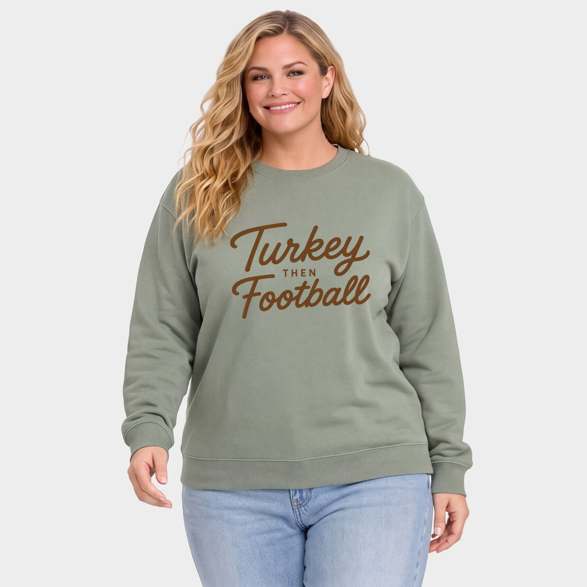 Turkey Then Football - Women's Plus Sized Graphic Sweatshirt
