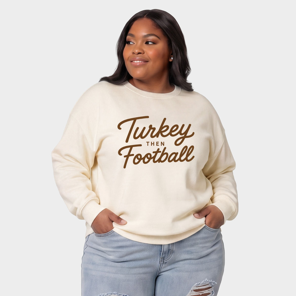 Turkey Then Football - Women's Plus Sized Graphic Sweatshirt