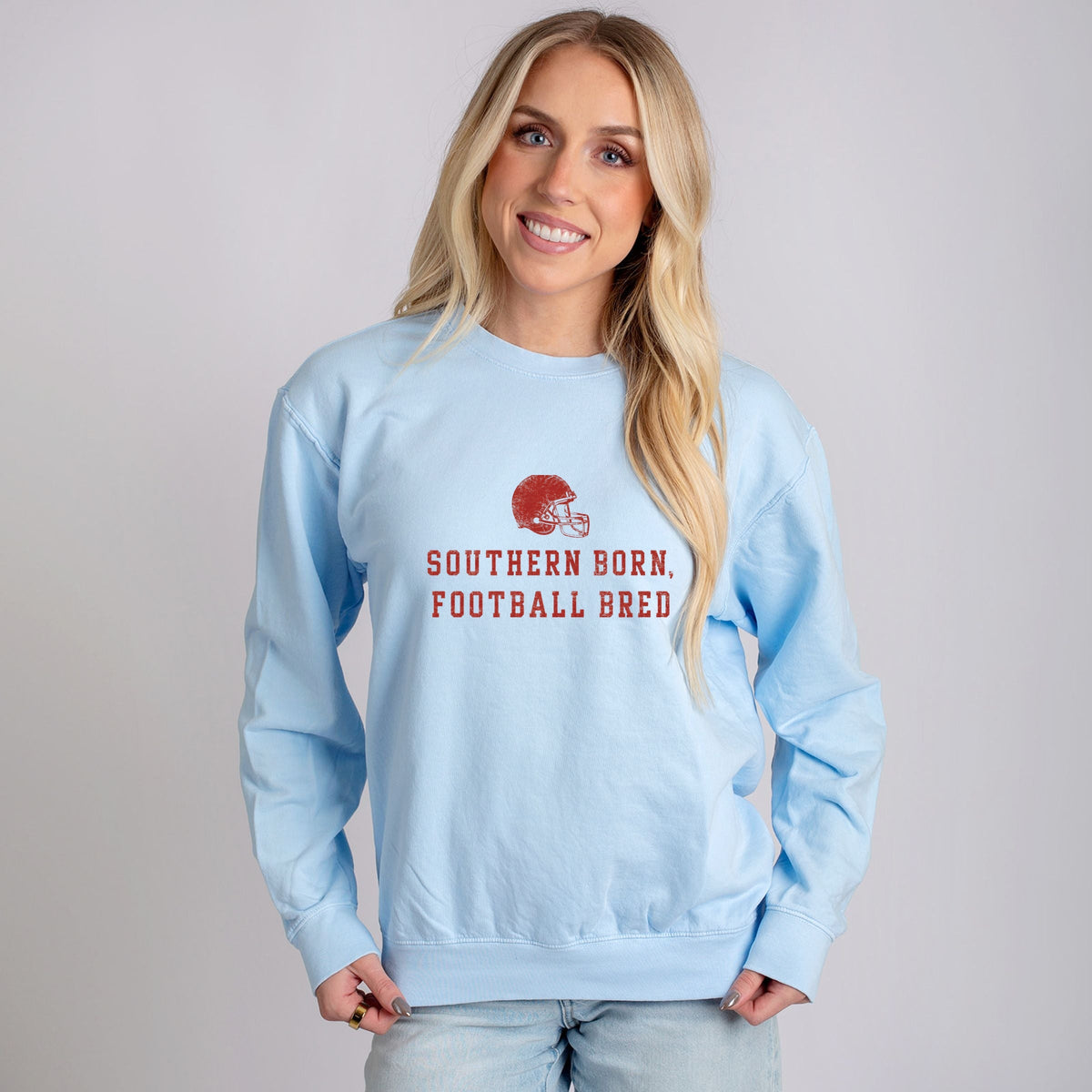 Southern Born Football Bred - Women's Lightweight Garment Dyed Sweatshirt