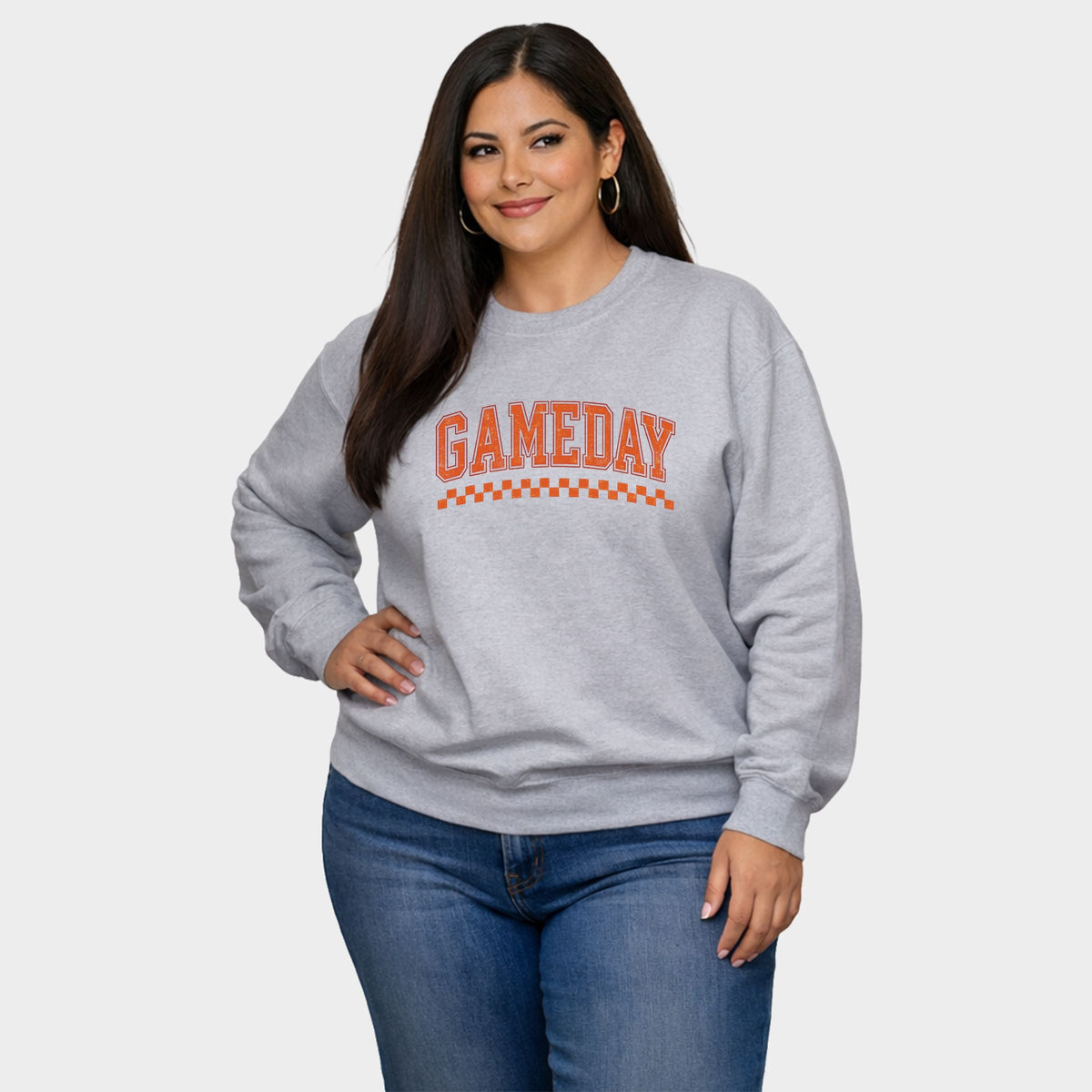 Gameday Varsity Checkers - Women's Plus Sized Graphic Sweatshirt