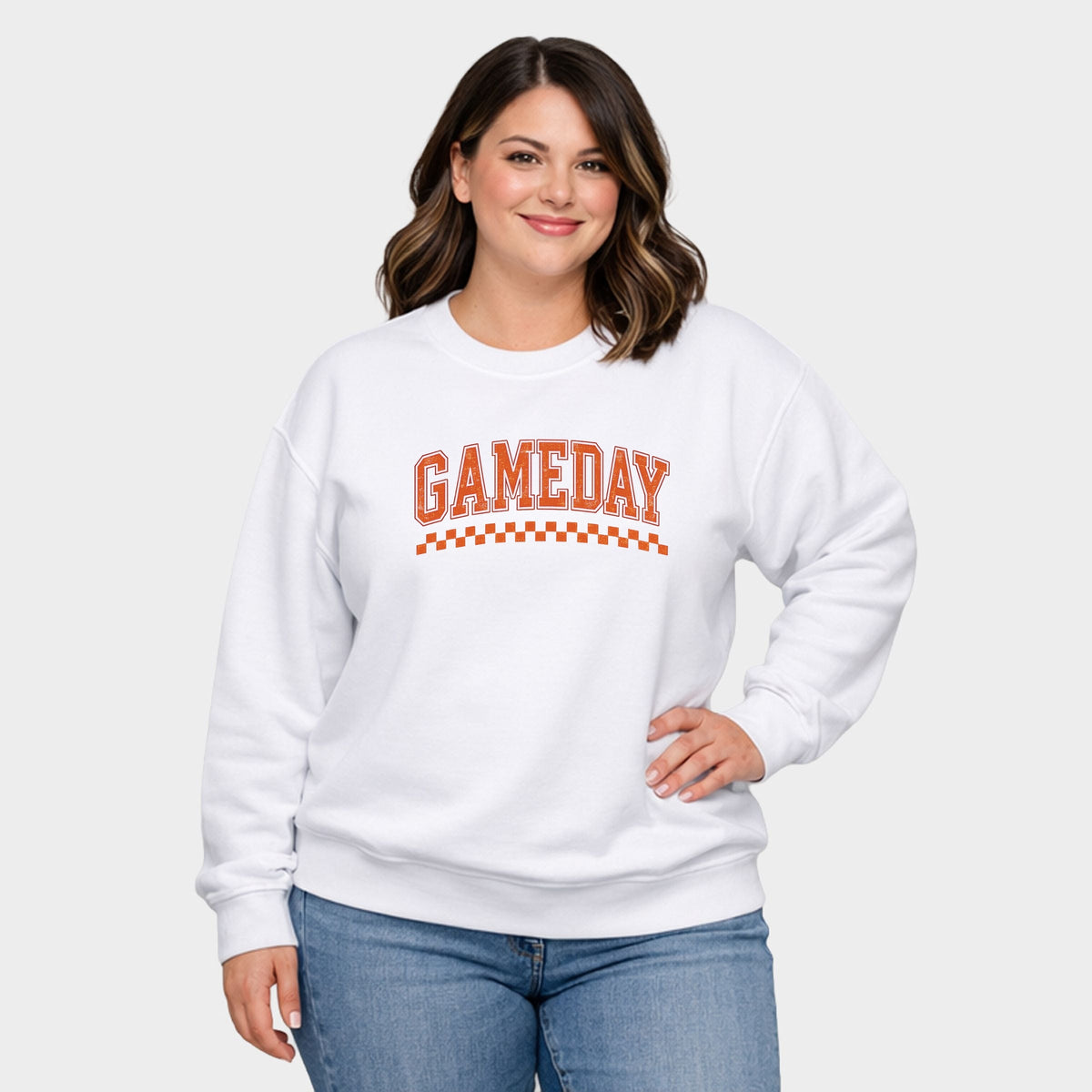 Gameday Varsity Checkers - Women's Plus Sized Graphic Sweatshirt