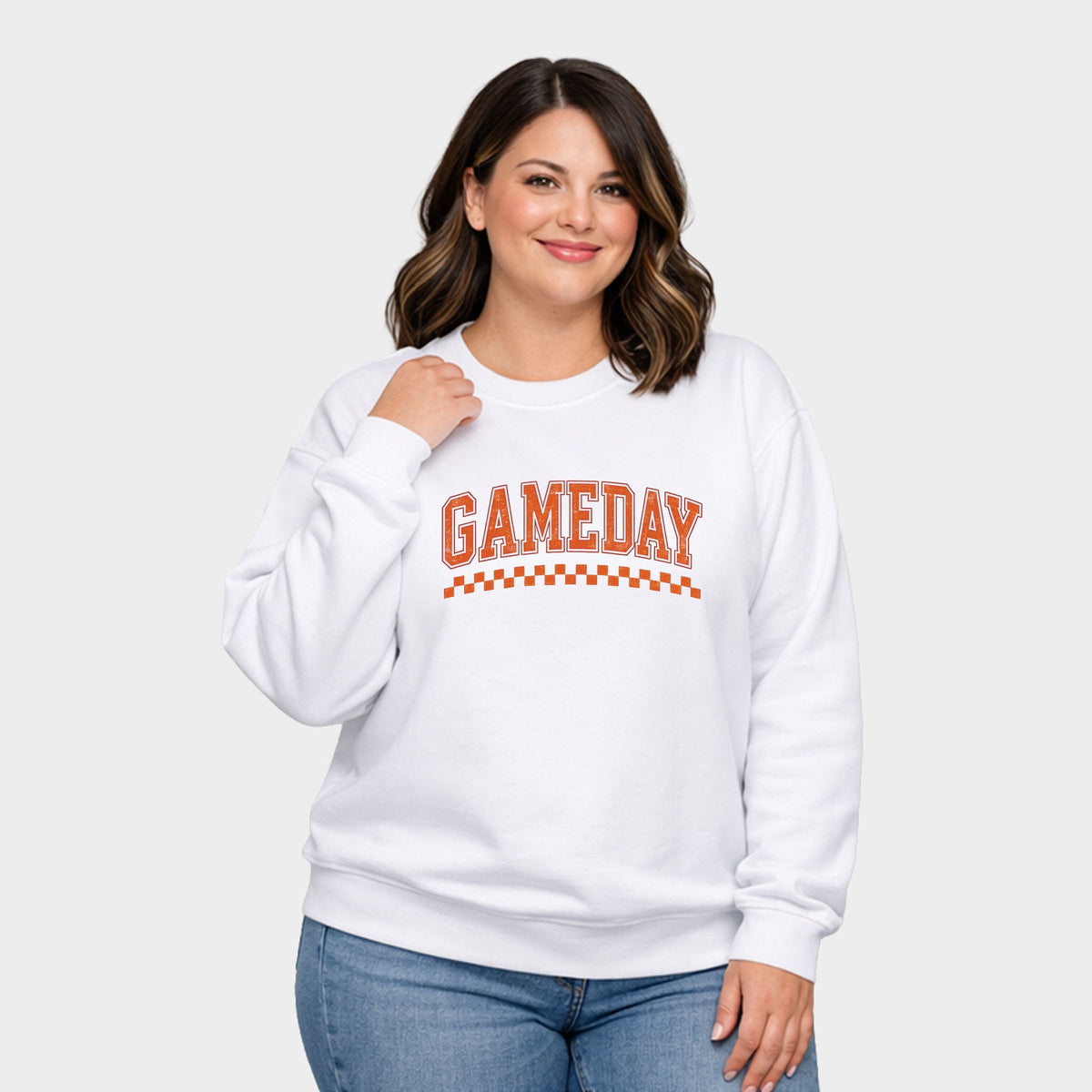 Gameday Varsity Checkers - Women's Plus Sized Graphic Sweatshirt