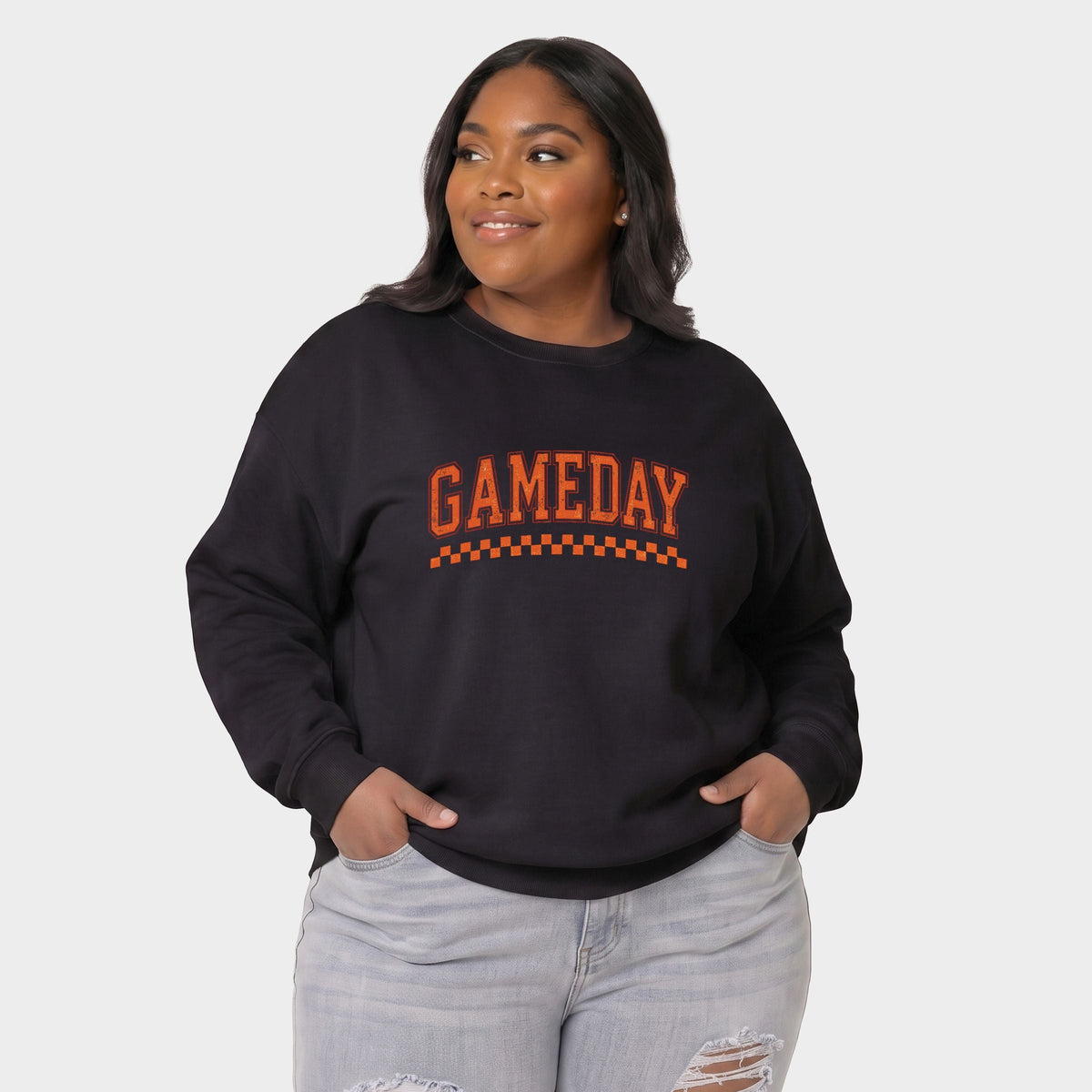 Gameday Varsity Checkers - Women's Plus Sized Graphic Sweatshirt