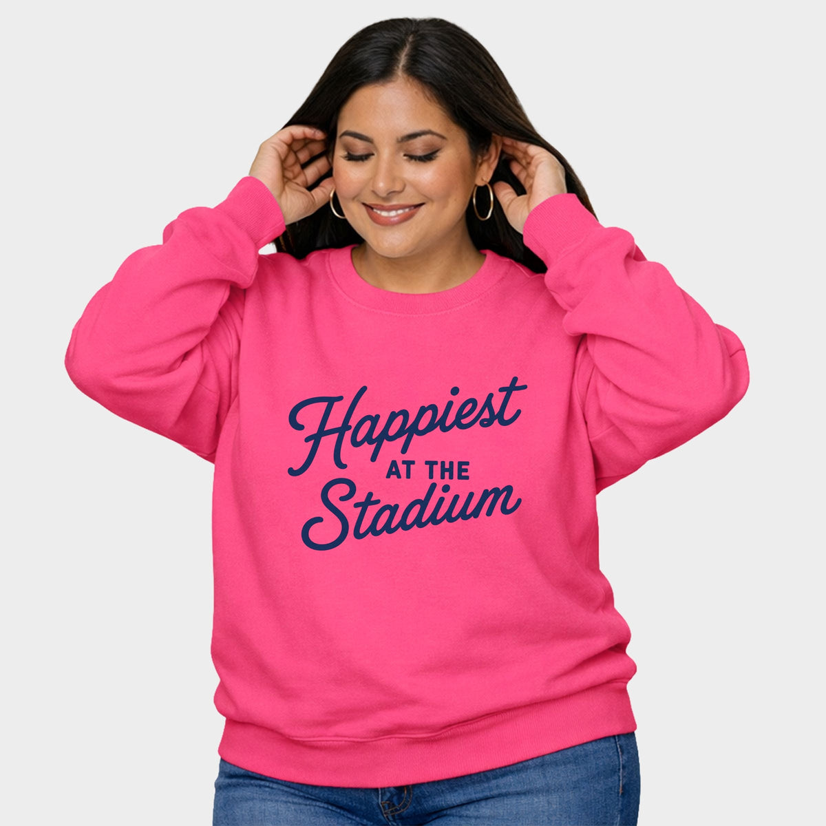 Happiest at the Stadium - Women's Plus Sized Graphic Sweatshirt