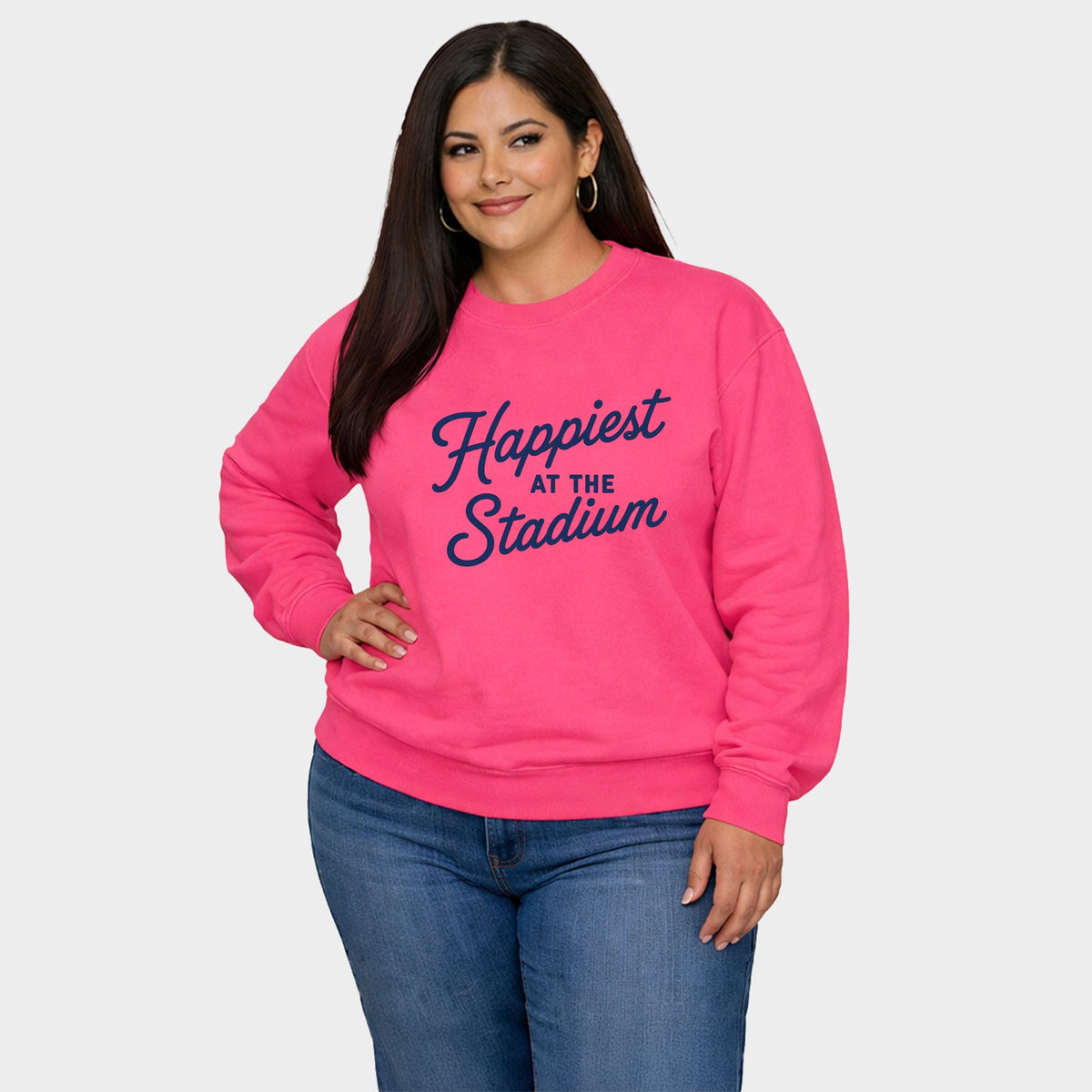 Happiest at the Stadium - Women's Plus Sized Graphic Sweatshirt