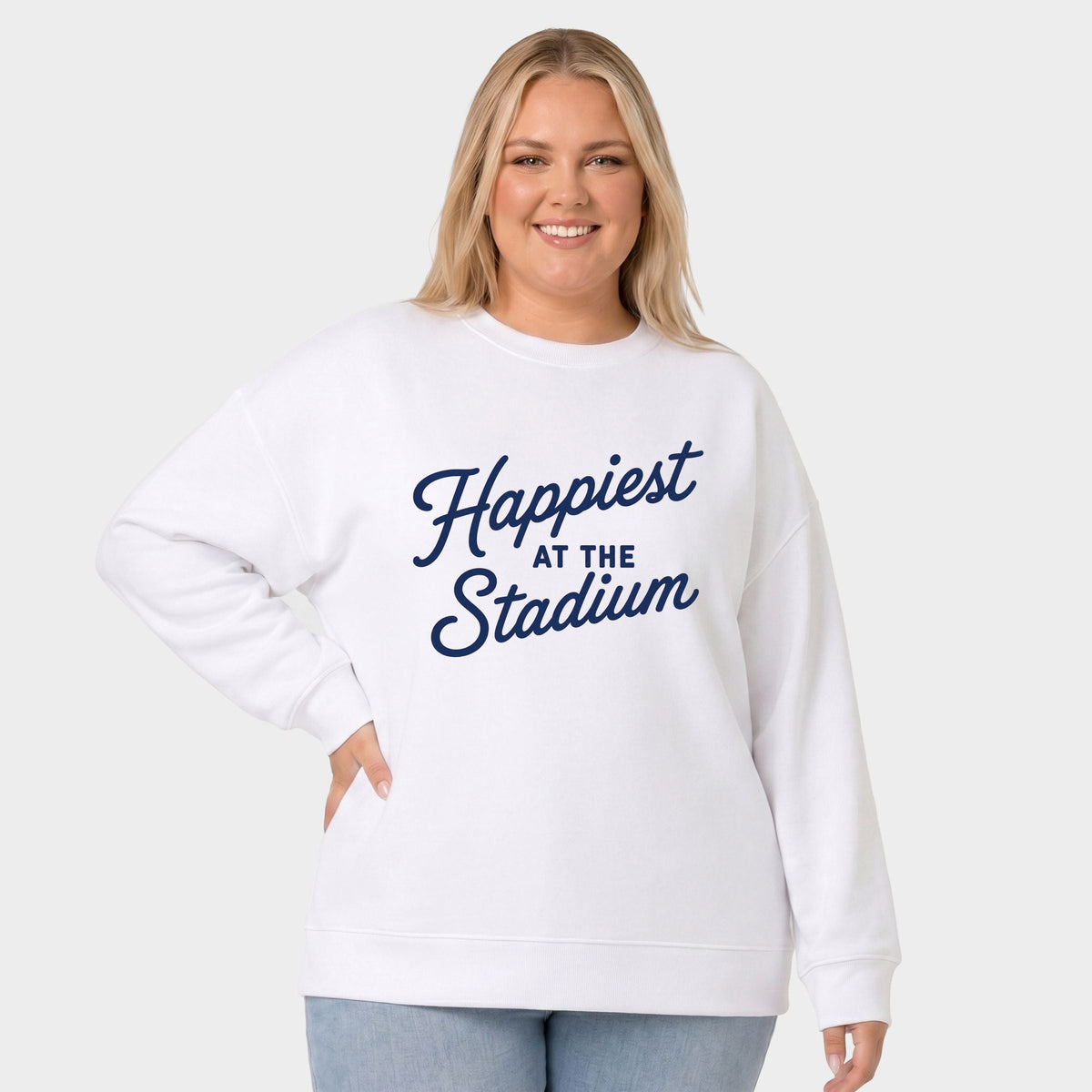 Happiest at the Stadium - Women's Plus Sized Graphic Sweatshirt