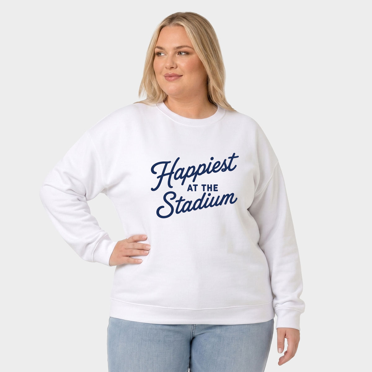 Happiest at the Stadium - Women's Plus Sized Graphic Sweatshirt