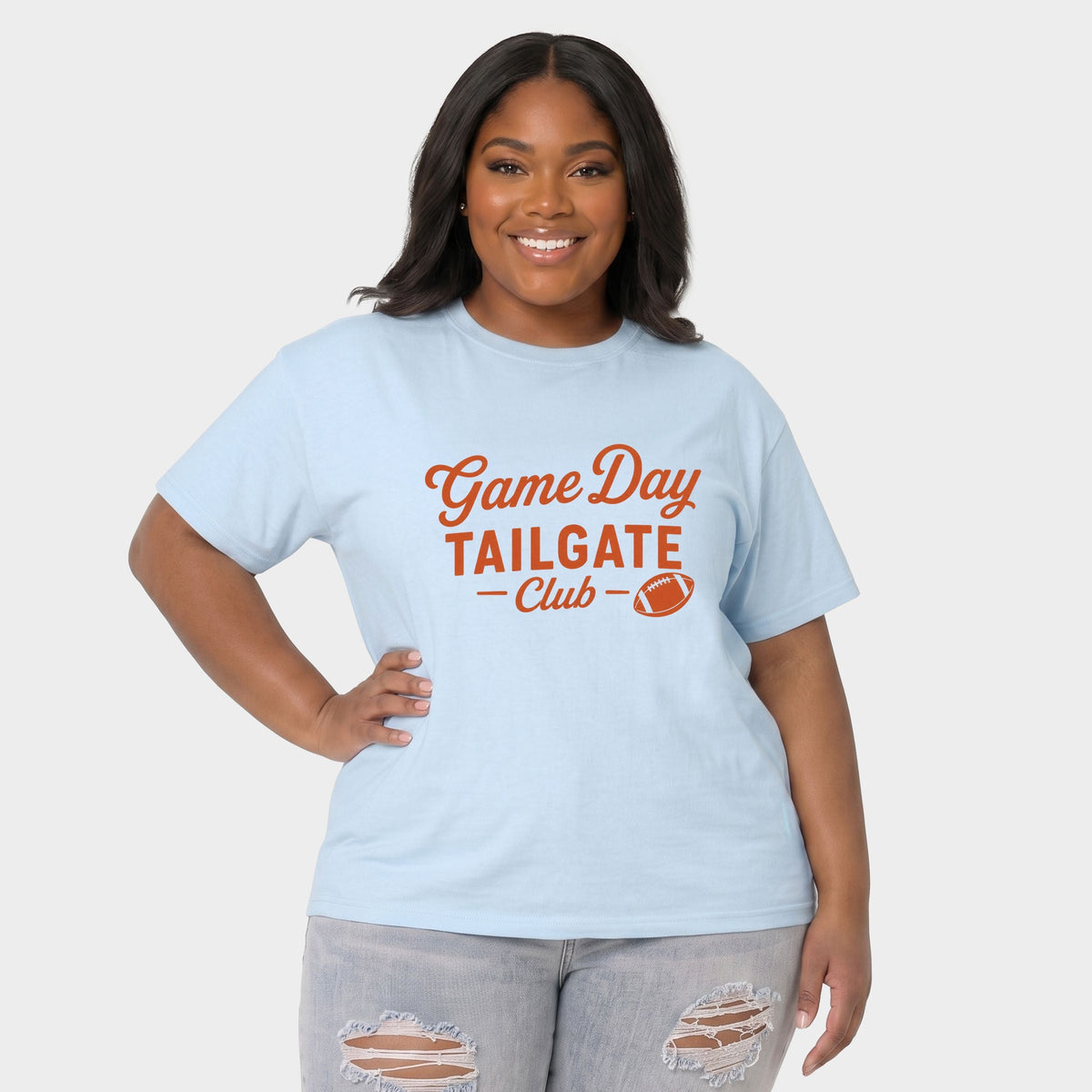 Game Day Tailgate Club - Women's Plus Sized Garment Dyed Graphic T-Shirt